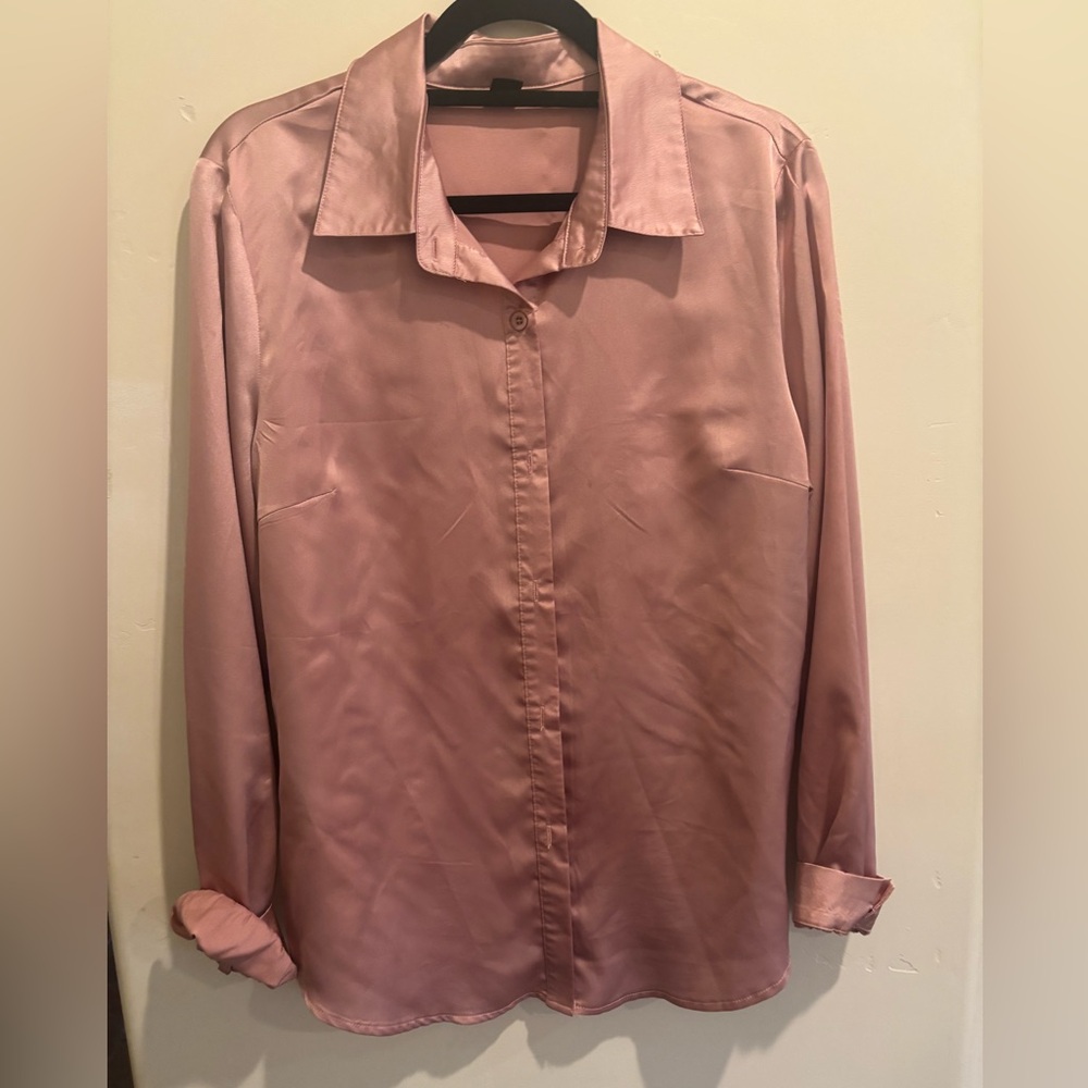 SHEIN Blush Pinkish/mauve satin blouse